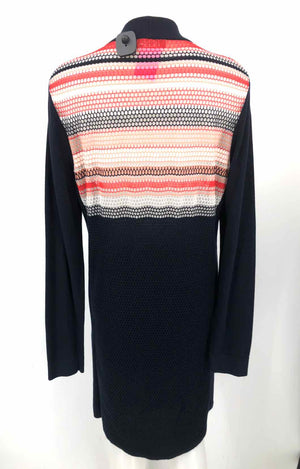 MAGASCHONI Navy Red Multi Cotton Blend Woven Wrap Size MEDIUM (M) Sweater