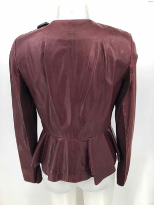 THE WRIGHTS Burgundy Leather Zip Front Women Size 8  (M) Jacket