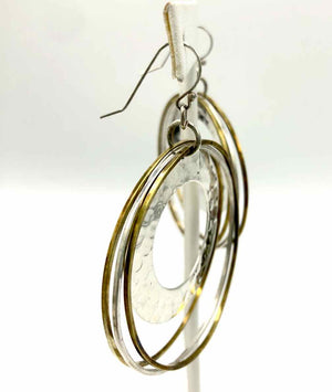 Sterling Silver Goldtone Circles Dangle ss Earrings