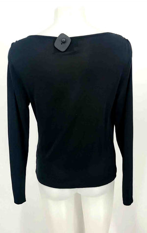 RALPH LAUREN Black Silk Blend Ruched Longsleeve Size LARGE  (L) Top