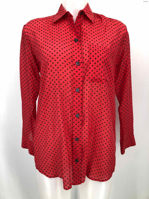 EQUIPMENT Red Black Cotton & Silk Star Shirt Size X-SMALL Top