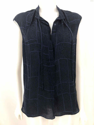 VINCE Navy Black Silk Print Sleeveless Size MEDIUM (M) Top