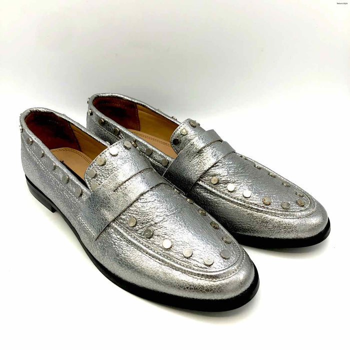 STEVEN by STEVE MADDEN Silver Leather Studded Loafer Shoe Size 10 Shoes