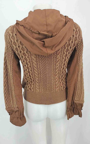 KOBI HALPERIN Brown Cotton Knit Zip Front Women Size X-SMALL Jacket