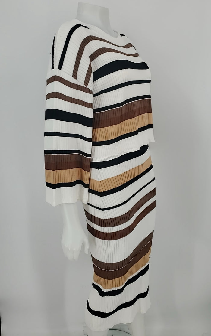 CURRENT AIR White Brown & Black Stripe Size SMALL (S) Dress