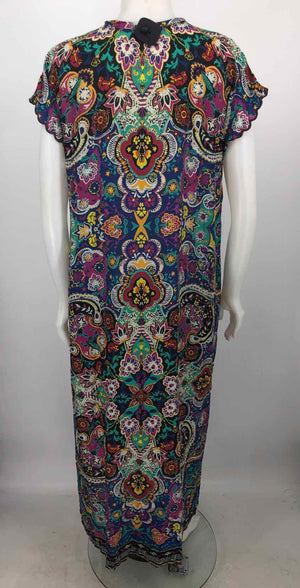 JOHNNY WAS Blue Pink Multi Silk Print Maxi Length Size MEDIUM (M) Dress