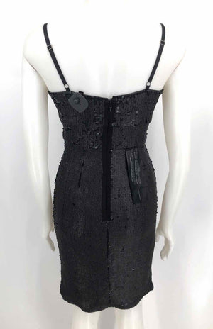 BCBG Black Gray Sequined Spaghetti Strap Size X-SMALL Dress