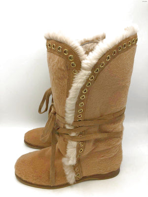 JIMMY CHOO Tan Fur Made in Italy Boot Shoe Size 37 US: 7 Shoes