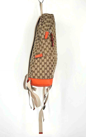 GUCCI Brown Orange Pre Loved Monogram Backpack