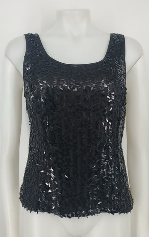 TAHARI Black Sequined Tank Size 6  (S) Top