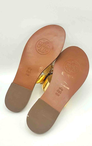 TORY BURCH Gold Beaded Flip Flops Shoe Size 10 Shoes