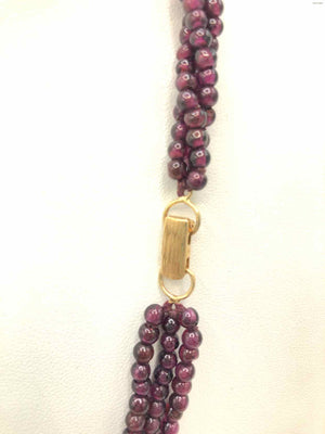 14K Gold Garnet 3 Strand 22" 14k-Necklace