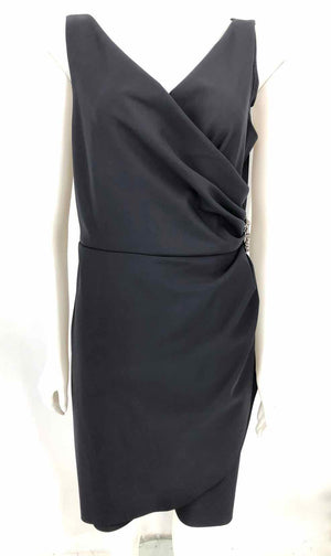 ALEX EVENINGS Black Bead Trim Ruched Size 14  (L) Dress