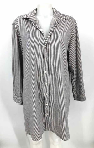 FRANK & EILEEN White Blue Gray Cotton Pinstripe Button Up Size X-LARGE Dress