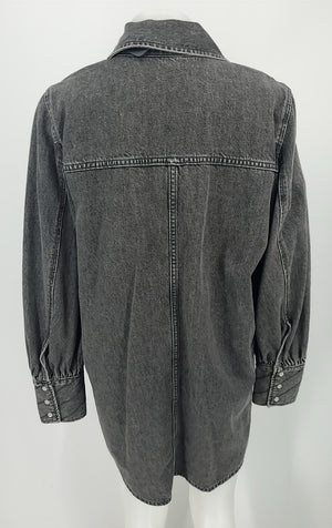 GANNI Charcoal Denim Collar Longsleeve Size 42 Dress