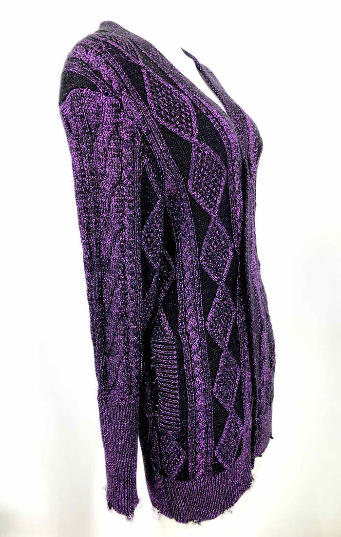 RtA Purple Black Sparkle Open Cardigan Size X-SMALL Top