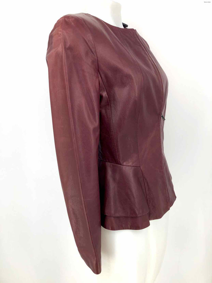 THE WRIGHTS Burgundy Leather Zip Front Women Size 8  (M) Jacket