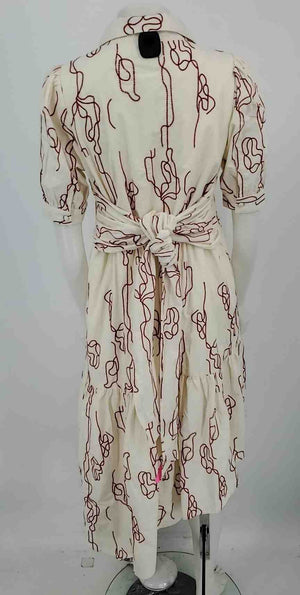 CIEBON Cream Orange Embroidered Short Sleeves Size SMALL (S) Dress