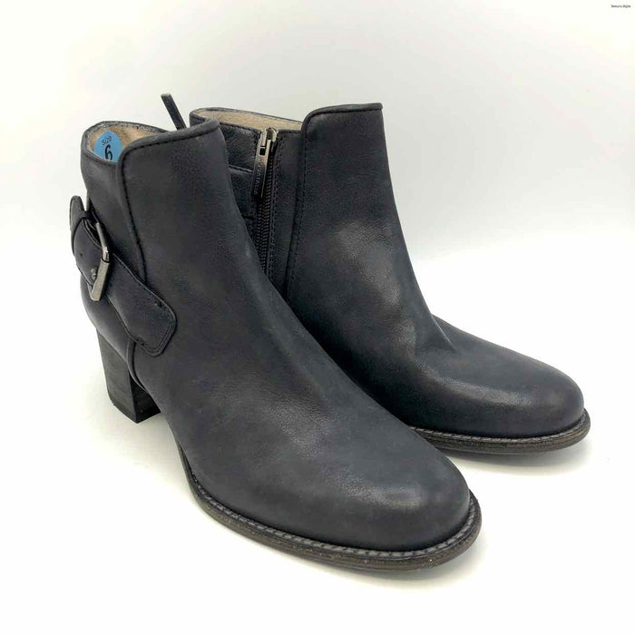 AQUATALIA Dark Gray Leather Made in Italy Ankle Boot 2" Chunky Heel Boots