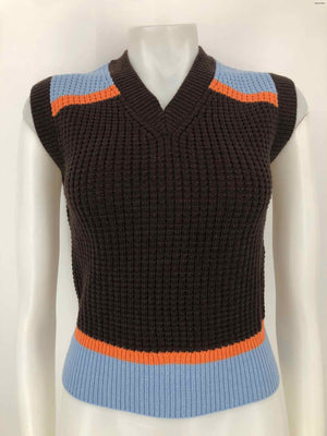 MARNI Brown Lt Blue Knit Tank Size X-SMALL Sweater