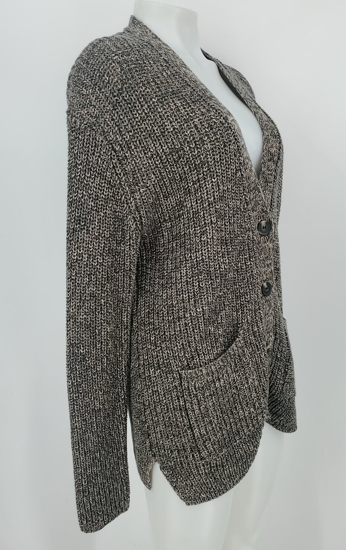 JOHN & JENN Olive Green Beige Cotton Woven Cardigan Size X-SMALL Sweater