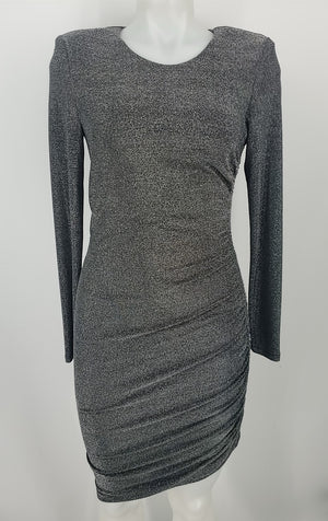 VERONICA BEARD Gray Silver Sparkle Ruched Size X-SMALL Dress