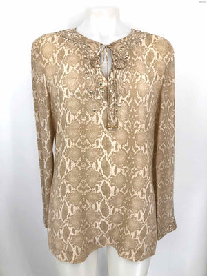 ST. JOHN Beige Cream Silk Blend Reptile Print Longsleeve Size SMALL (S) Top