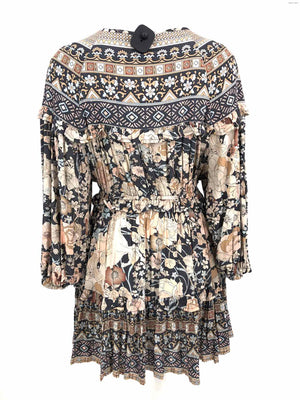 SPELL & THE GYPSY Gray Lt Pink Floral Print 3/4 Sleeve Size XXS  (XS) Dress