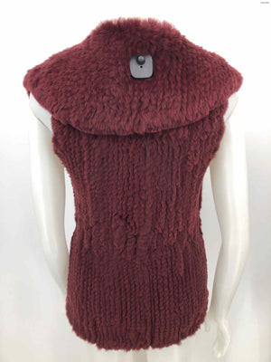 THE WRIGHTS Burgundy Fur Zip Front Women Size MEDIUM (M) Vest