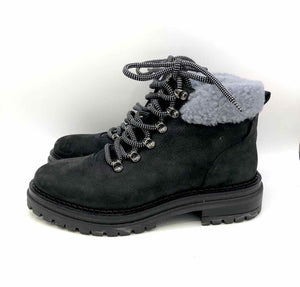 M.GEMI Black Gray Suede Leather Made in Italy Combat Boots