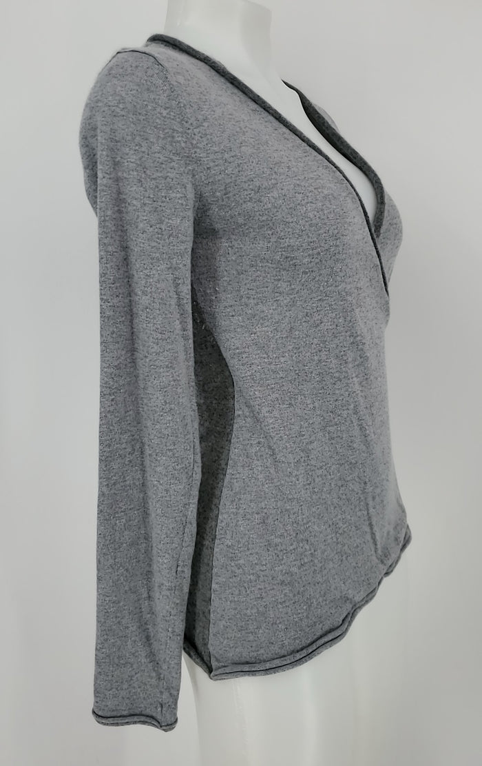 BRAZEAU TRICOT Gray Cotton & Cashmere Longsleeve Size SMALL (S) Top