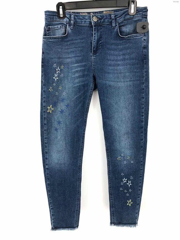 DESIGUAL Blue Yellow Multi Denim Stars Mid Rise - Skinny Size 30   (M) Jeans