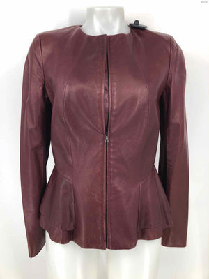 THE WRIGHTS Burgundy Leather Zip Front Women Size 8  (M) Jacket