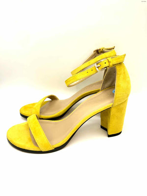 STUART WEITZMAN Yellow Leather Ankle Strap 3" Chunky Heel Shoe Size 6 Shoes