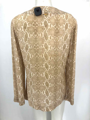 ST. JOHN Beige Cream Silk Blend Reptile Print Longsleeve Size SMALL (S) Top