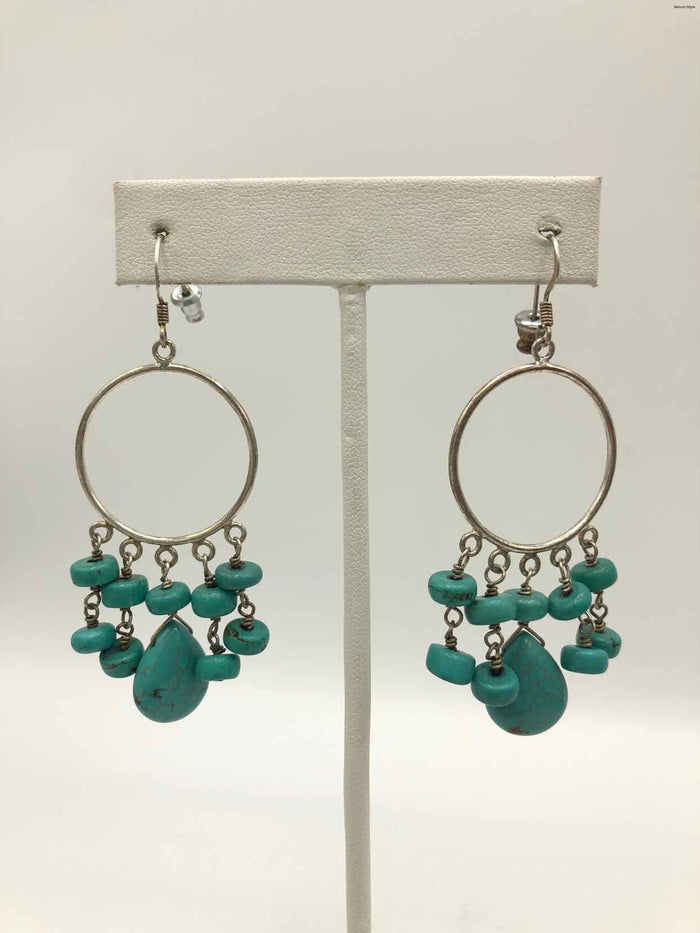 Turquoise Color Sterling Silver Dangle ss Earrings