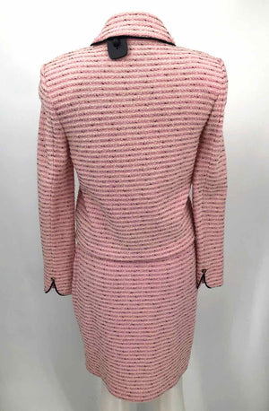 ST. JOHN Pink Black Multi Knit Zip Up Jacket & Skirt Size SMALL (S) Skirt Set