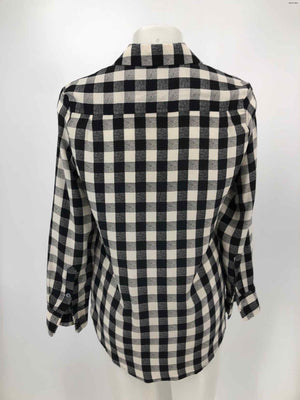 EQUIPMENT Ivory Black Silk Checkered Longsleeve Size X-SMALL Top