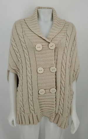 SEE BY CHLOE Cream Wool Blend Buttons Snap Up Size 6  (S) Sweater