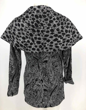 ALBERTO MAKALI Gray Black Pattern Wrap Size X-SMALL Sweater