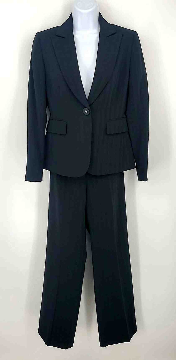 TAHARI Black Size 2  (XS) Stripe Blazer & Pants Suit Set