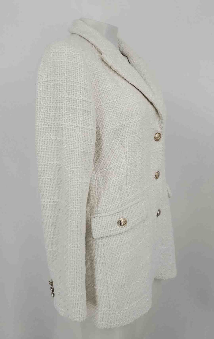 MAISON D'AMELIE White Tweed Longsleeve Women Size MEDIUM (M) Jacket