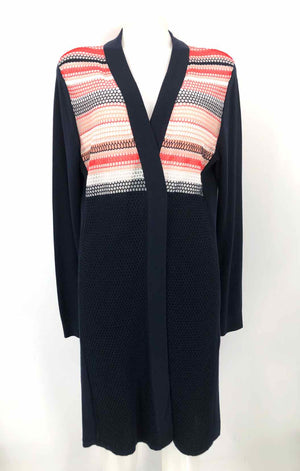 MAGASCHONI Navy Red Multi Cotton Blend Woven Wrap Size MEDIUM (M) Sweater