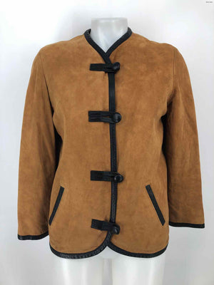 I.MAGNIN Tan Suede Black Longsleeve Women Size MEDIUM (M) Jacket