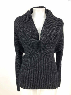 LAFAYETTE 148 Black Silver Wool Blend Sparkle Cowl Neck Size MEDIUM (M) Sweater