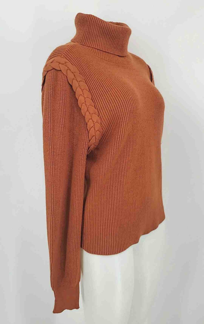 DESIGN HISTORY Orange Knit Braided Turtleneck Size SMALL (S) Sweater