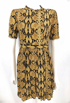 BA&SH Yellow Black Reptile Short Sleeves Size 10  (M) Dress