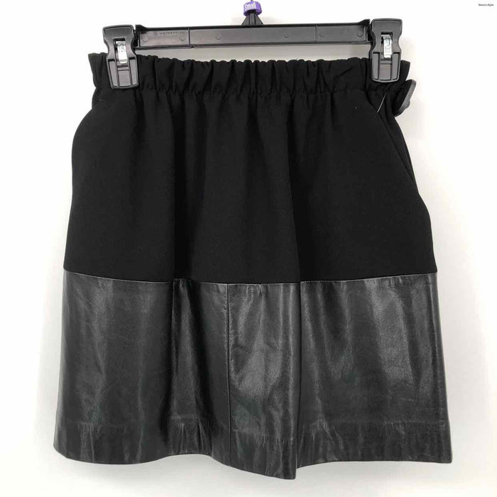 VINCE Black Leather Elastic Waist Mini Size XXS  (XS) Skirt