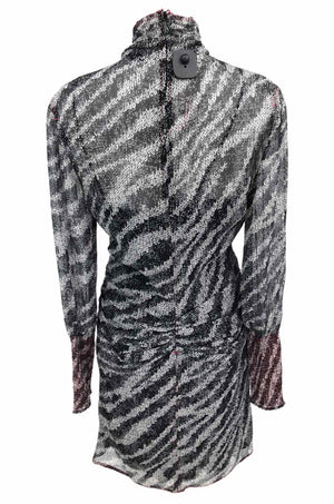 RAG & BONE Black & White Red Silk Print High Neck Size 8  (M) Dress