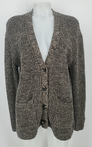 JOHN & JENN Olive Green Beige Cotton Woven Cardigan Size X-SMALL Sweater